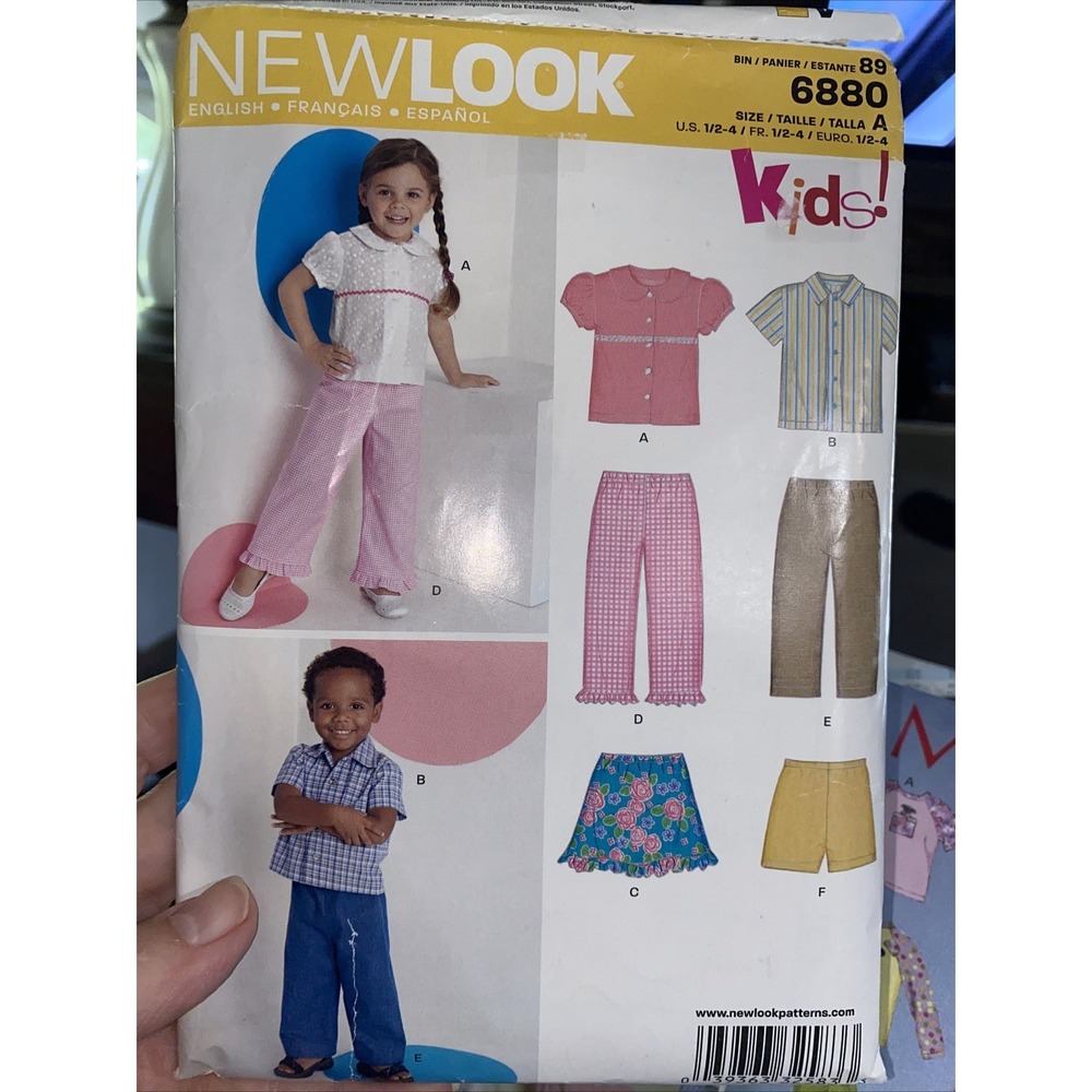 New Look 6880 Sewing Pattern Toddler Kids Pants Skirt Top Size 1/2-4 Uncut